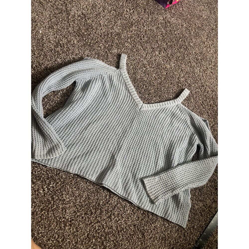 LA Hearts Gray Ribbed Knit Cropped Sweater XS